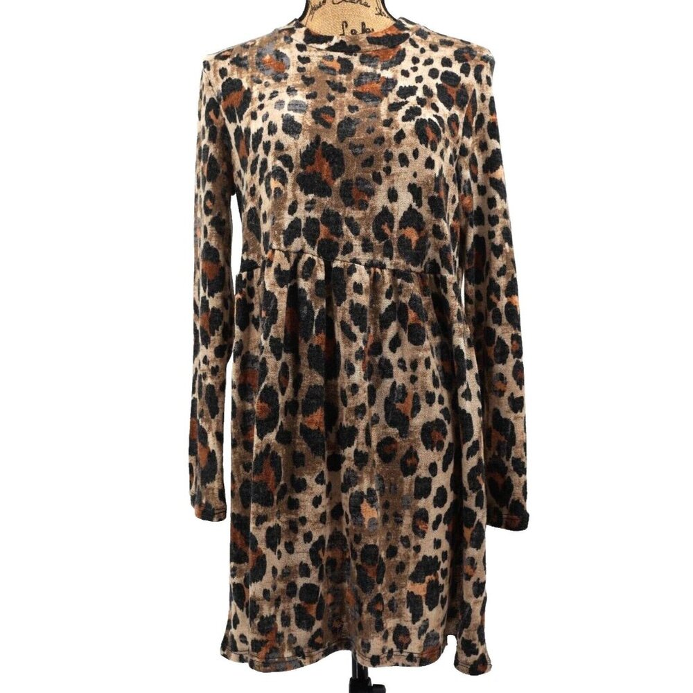 Anthropologie Leopard Print Long Sleeve Dress